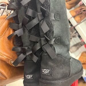 UGG Bailey Bow ll suede tall water resistant boots Black Ribbon Detail Boots